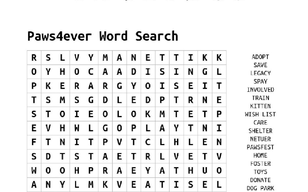 Paws4ever Wordsearch
