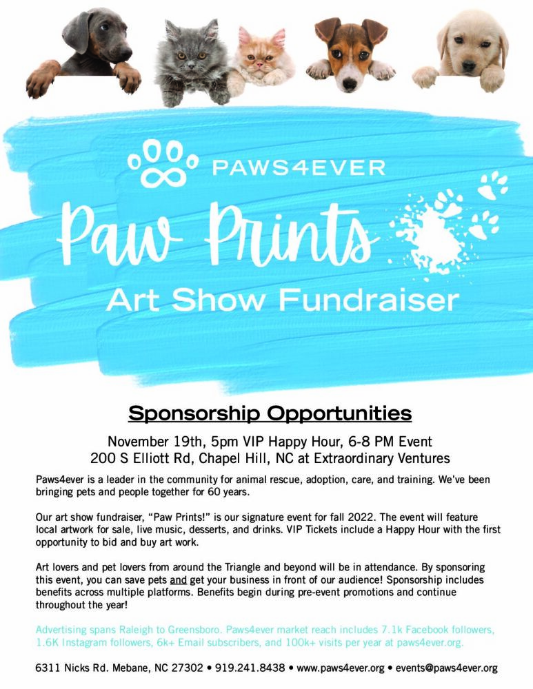 Paw Prints Art Show Sponsorship Levels | Paws4ever