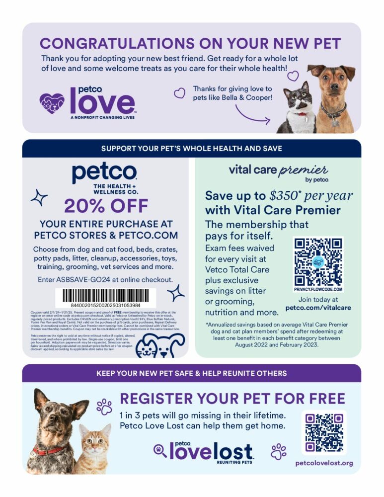 Petco coupons for adopters Paws4ever